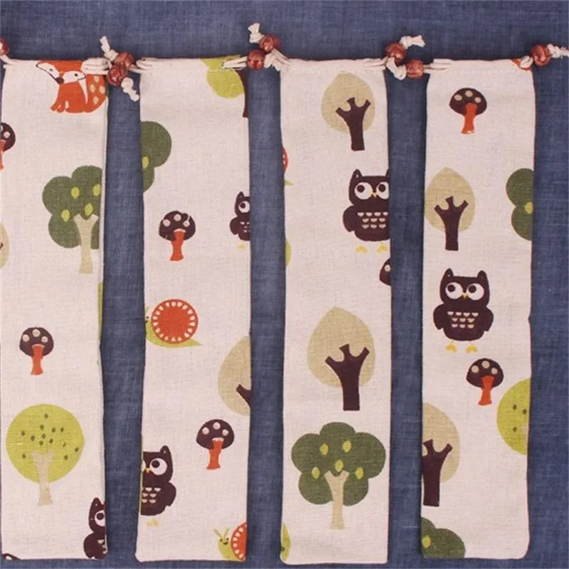 Tasca per bundle in stile giapponese 33 stili Stampa in corda di lino Sacco pettine Stoviglie Tromba Borse portaoggetti per la casa 1 3kbE1