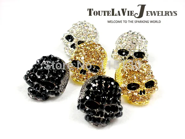 Brand Skull Rings for Men Rock Punk Unisexe Crystal Blackgold Color Biker Ring Male Fashion Skull Bijoux entier6668442