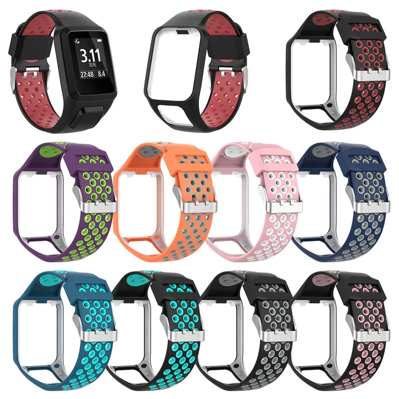 Dual Colors Wrist Band Pasek do TomTom 2 3 Runner Spark Muzyka Bransoletka Miękki Watchband Silikonowy Zegarek Zegarek Bransoletka