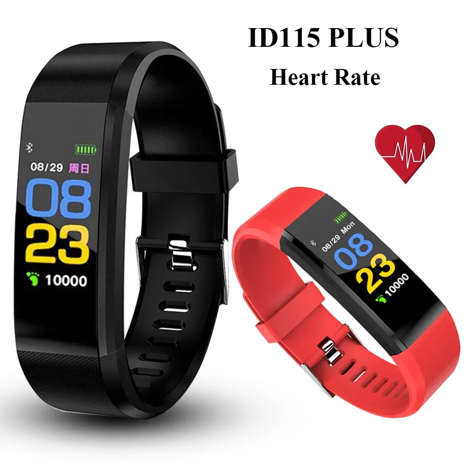 ID115 Plus Smart Band Fitness Tracker Watch Sport Bracelet Rate Rate Heart Pressure Smartband 115Plus Smart Fitness Tracker في صندوق البيع بالتجزئة