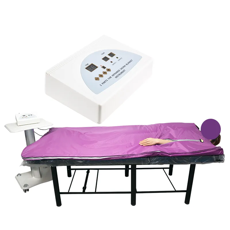 2 Zone FIR Sauna FAR INFRARED BODY DIMAGRANTE VIOLA SAUNA COPERTA terapia di riscaldamento macchina PERDITA DI PESO per uso domestico