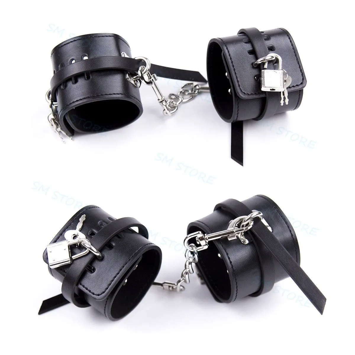 Bondage Nuovo stile Lucchetto Manette Cavigliere Wrsit Polsino Restrizioni Catene Set #R52