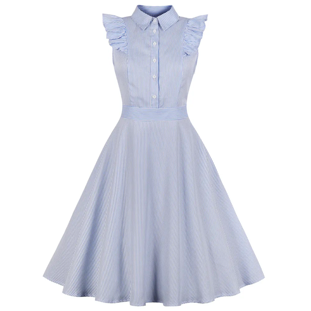 Wipalo kvinnor 1960 -tal hepburn swing rockabilly vintage klänning plus storlek rand ruffles retro klänning vår sommarparty vestidos 4xl