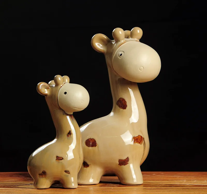 Kreatywne ozdoby ceramiczne Personalizuj Glazed Matka i dziecko Jeleń Rzemiosło Zwierząt Home Office Desk Dekoracje Ręcznie robione prezenty