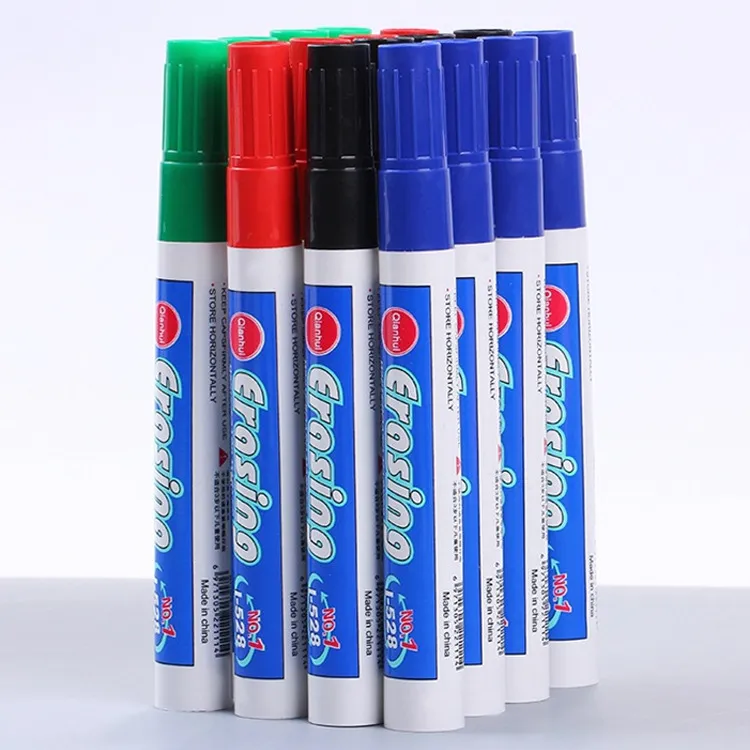 Stationary Water Based Marking Pens Drawing Pen Markers Black Red Blue 10 PCs Easy Erasing for Office School Students Teachers Clerks