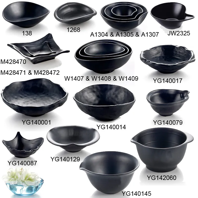 Melamine Dinnerware Black Frost Oval Ramen bowl Korean Restaurant A5 Melamine Big Bowls Melamine Tableware Wholesale