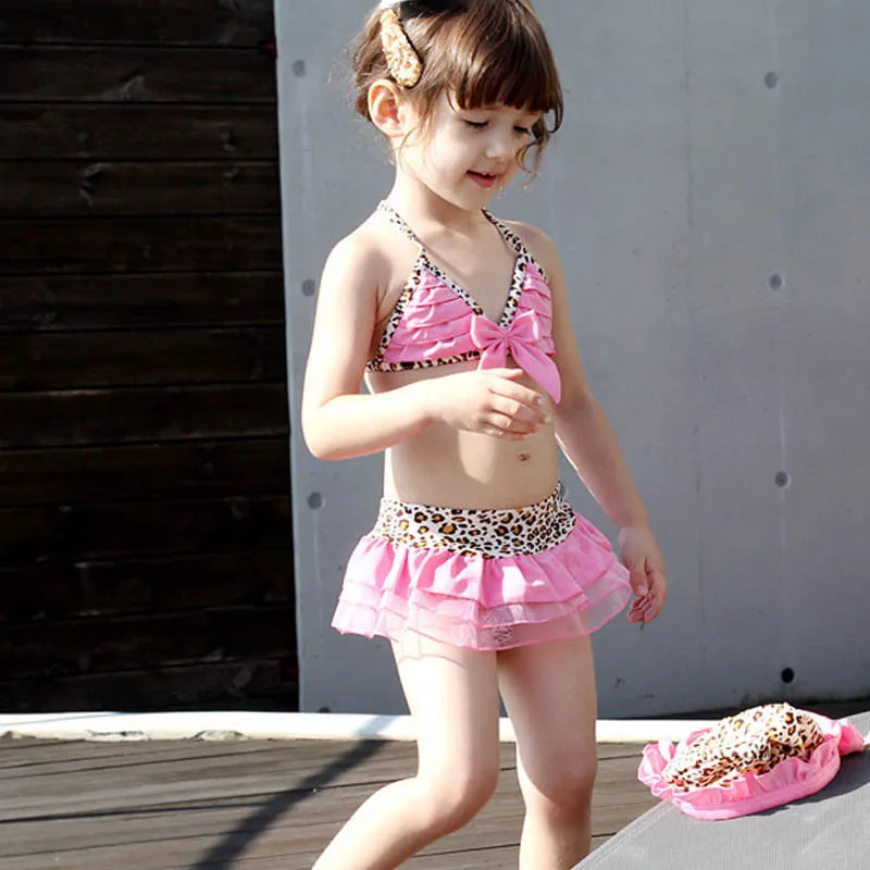 Costume Da Bagno Bambina 3 Pezzi - Bikini Con Copertura E Gonna, Stampa Floreale Carina Per Piscina E Spiaggia - Foto 4
