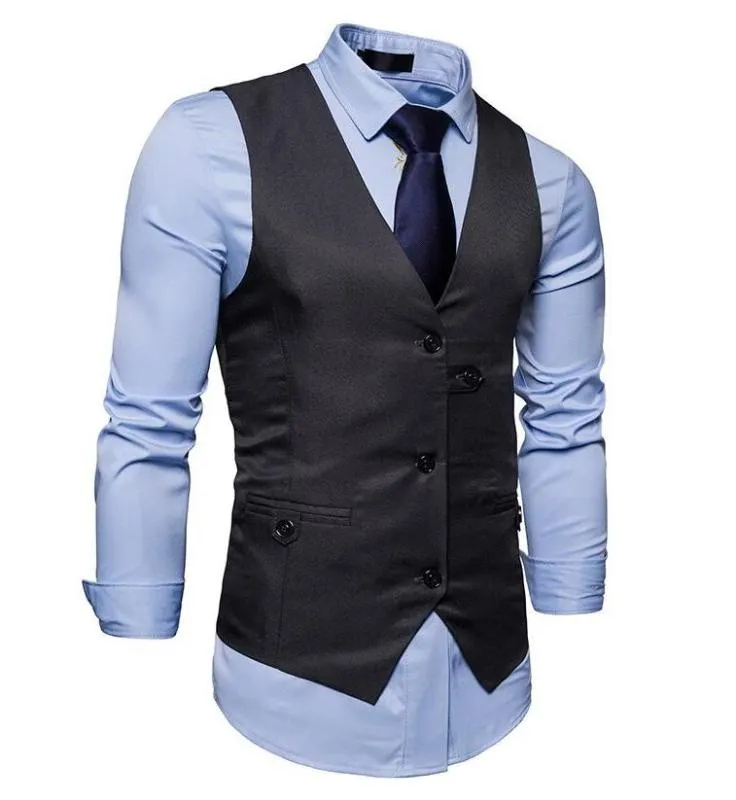 Men's Vests 2021 Korean Dress Men Business Suit Vest Male Waistcoat Gilet Homme Casual Sleeveless Jackets S-XXL