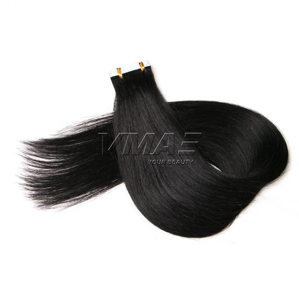 VTape Dans les Extensions de Cheveux Humains 2.5g/pièce 40 pièces/paquet Original Naturel Brut Brésilien Peau Trames Bande Cheveux Naturel noir