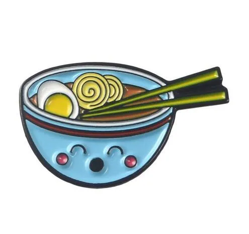Japoński styl Ramen Emalia Szpilki Smile Noodle Odznaki Niestandardowe Broszki Pastelowa Lapel Pin Denim Koszula Kreskówka Żywność Biżuteria Prezent Shu38