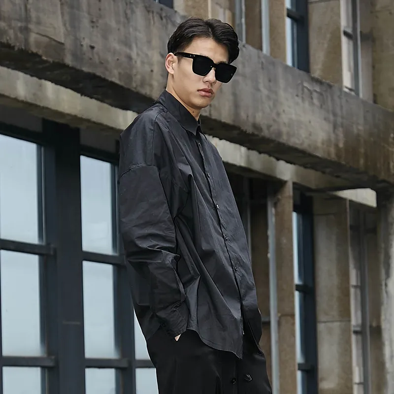 Mens Casual Shirts Men High Street Fashion Punk Hip Hop Long