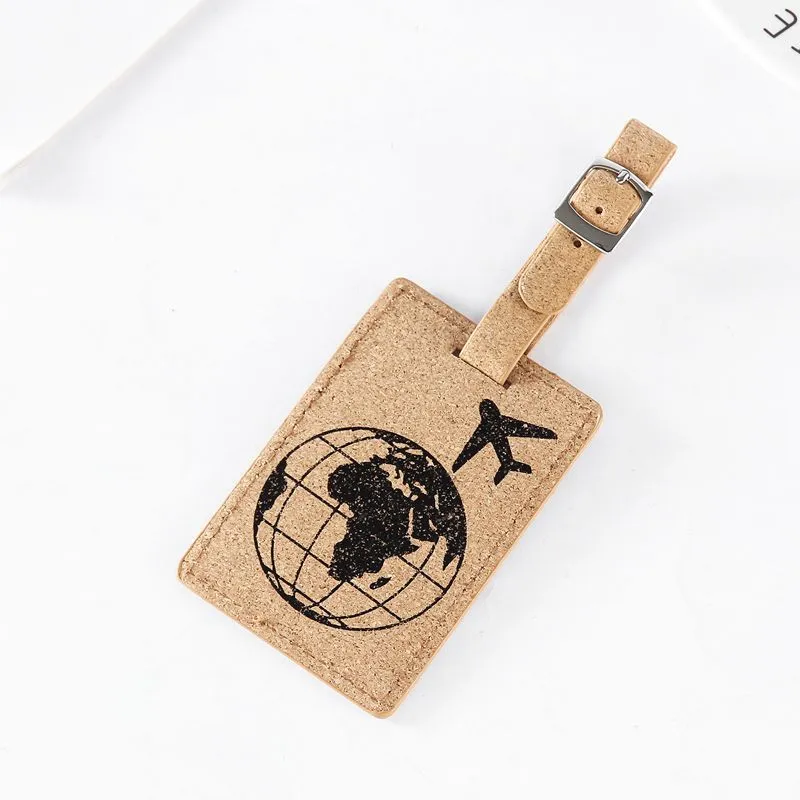 10st Earth Printed Pu Wood Grain Bagage Tag Etikettväska Hängsmycke Handväska Resor Tillbehör Namn ID-adress Taggar