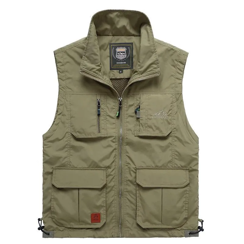 Summer Mesh Thin Multi Pocket Vest For Male Big Size Male Casual 6 Colors Sleeveless Jacket With Many Pockets Reporter Waistcoat
