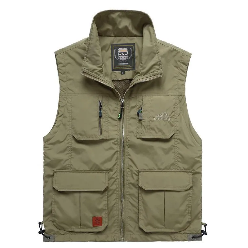 Zomer Mesh Dunne Multi Pocket Vest Voor Mannelijke Grote Maat Mannelijke Casual 6 Kleuren Mouwloze Jas Met Veel Zakken Reporter Vest