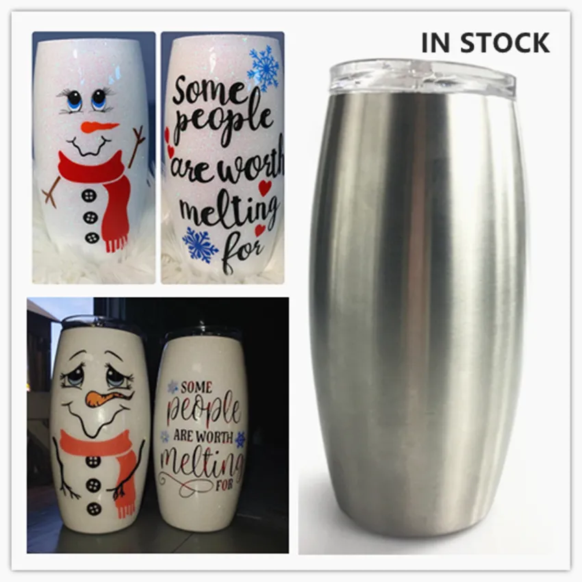 DIY 25oz Snowman Tumbler Fotboll Tumblers Rostfritt stål Äggkopp Vakuum Isolerad Vin Tumblers Glasögon med lock