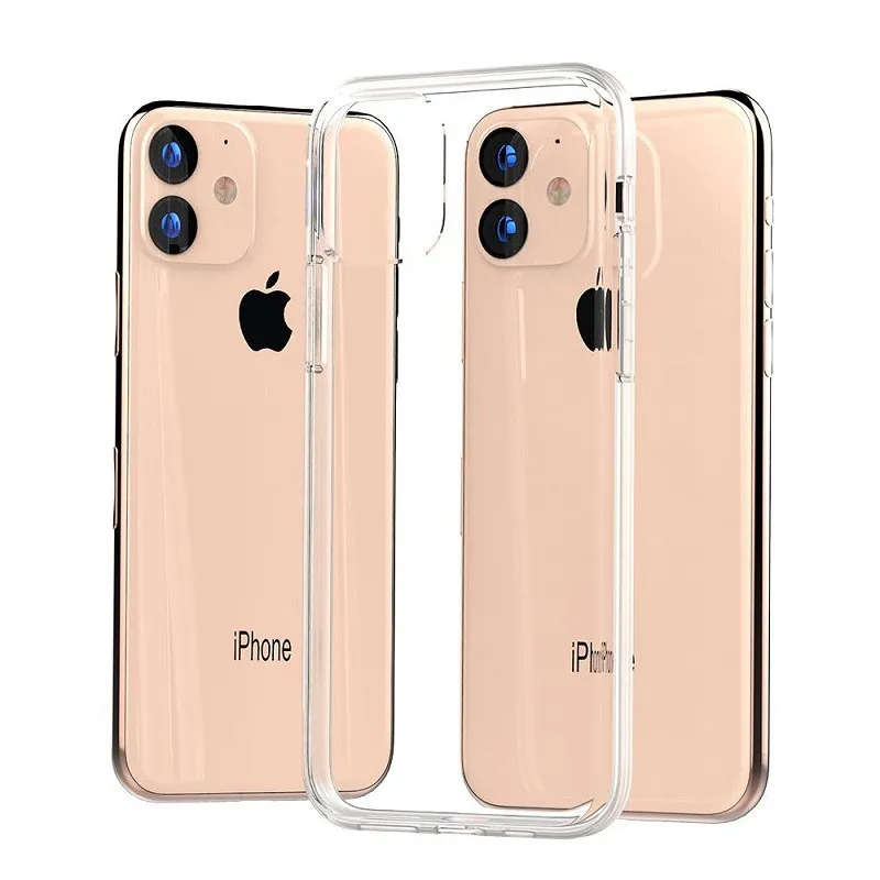 2.0mm透明なクリアソフトTPUショックプルーフケースiPhone 14 13 12 Mini 11 Pro Max Xr XS 7 8 Plus Silicone Rubber Back Coover