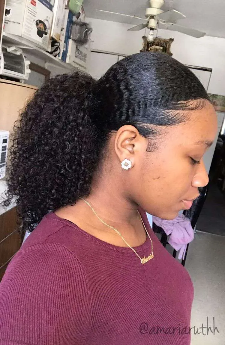 Topkwaliteit Afro Kinky Curly Menselijk Haar Paardenstaart Haarverlenging voor Zwarte Vrouwen Kinky Krullend Clip in Kruipen Pony Staart Haarstuk Natuurlijk