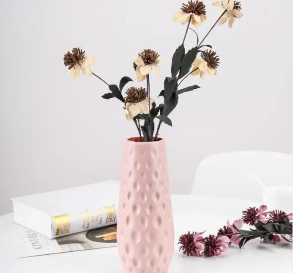 Plastic Flower Vases Pink Decorative Flower Vase For Decor Insert