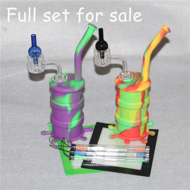 Mini Bongs Percolator Hookah Siliconen DAB Rigs Nano Rig Water Bong Pipes Bubbler Camo Afneembare Onbreekbare Glas Filter Bowl