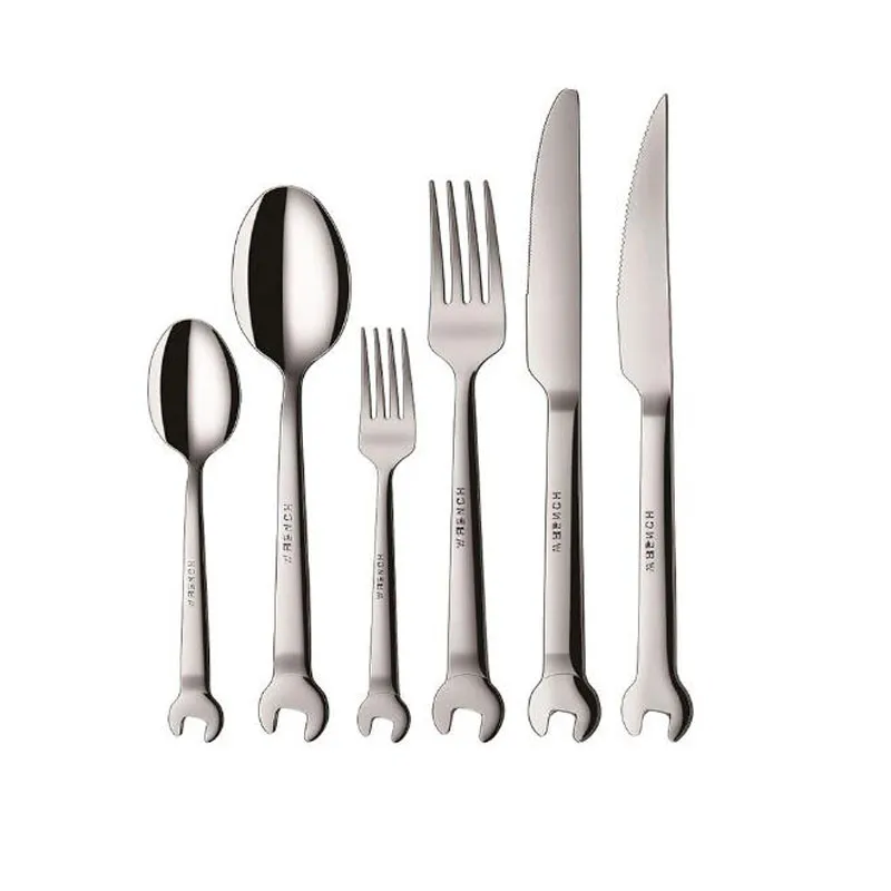 Forma de Chave de Aço Inoxidável Colher Garfo Talheres Bife Faca Jantar Sobremesa de Frutas Long Forks Colher De Chá Piquenique Camping ZC0567