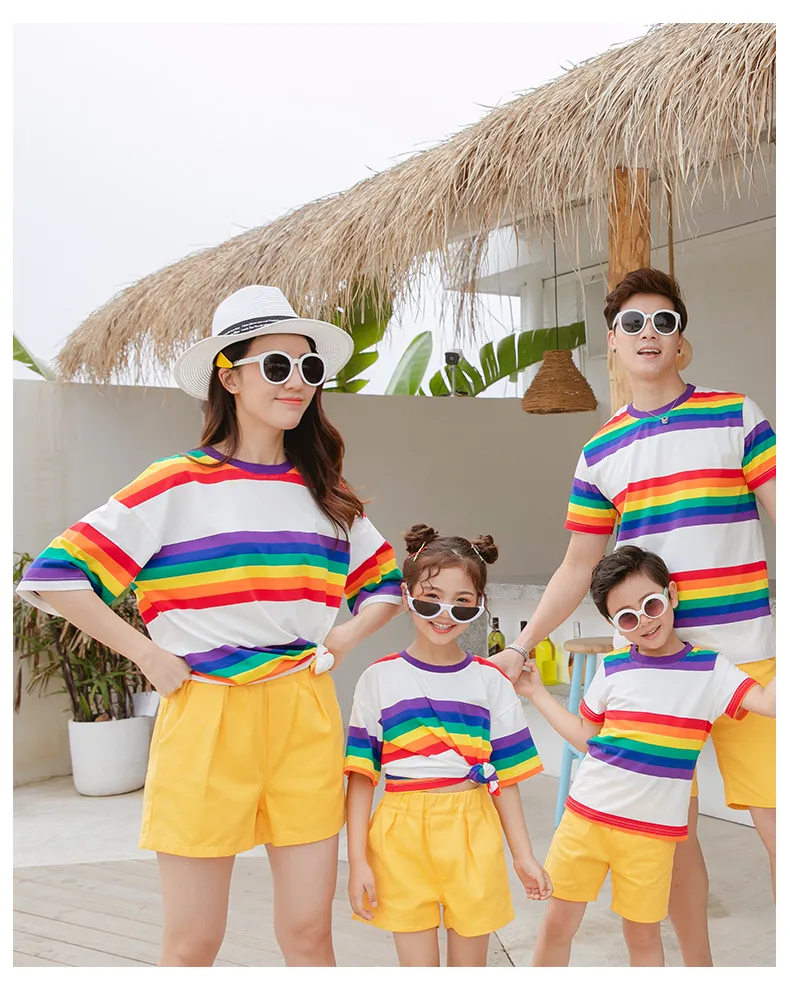 2019 Nieuwe aankomst Family Matching Outfits zomer t-shirts Comfortabel Kleurrijk en Geel