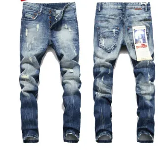 Top Mens Designer Vêtements Jeans Ripped Straight Long Jeans Mode Pantalon Homme Vêtements Pantalon 0478