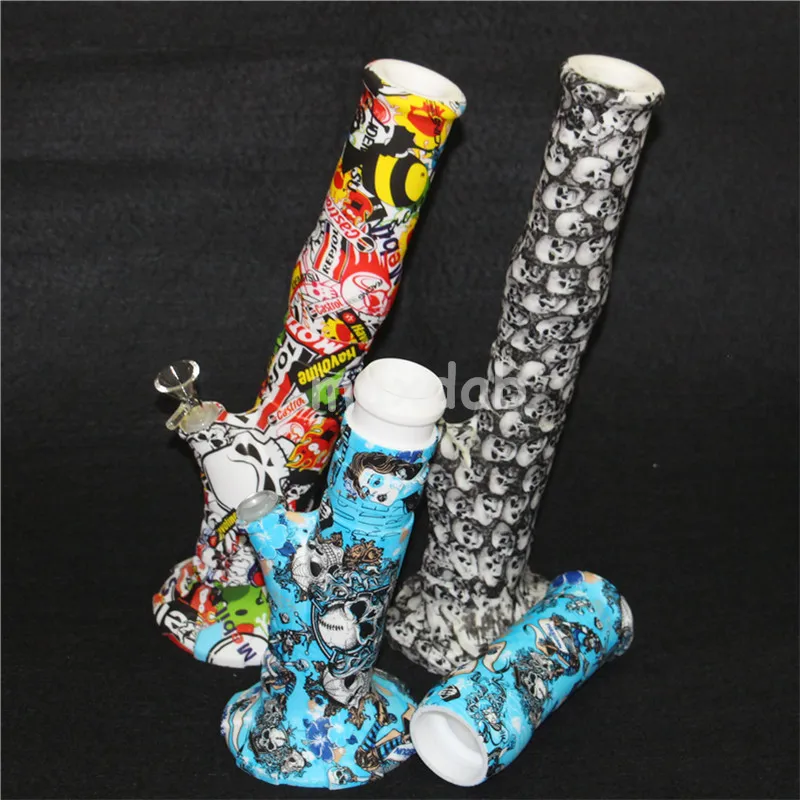 Partihandel Silikonbägare Design Silikonvattenrör Hookah Unbreakable Filter Glas Bong DAB Rig Dabber Verktyg för vax