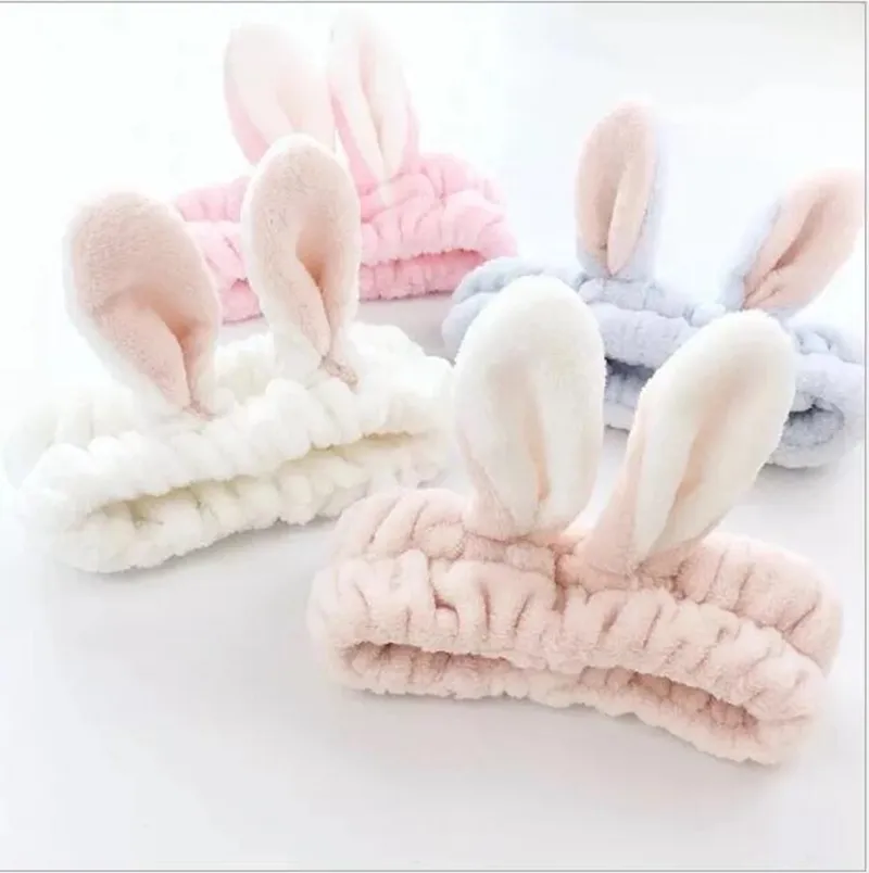 Ins vrouwen bunny oren haarband super schattige stof make-up gezicht wassen haarband dames meisje designer haaraccessoires 6 kleuren ly12