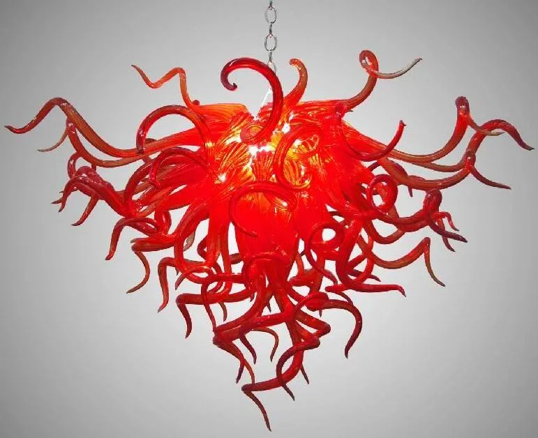 Lustre rouge fait à la main lumières soufflées ampoules LED lumière mini verre tuyau bricolage lustres