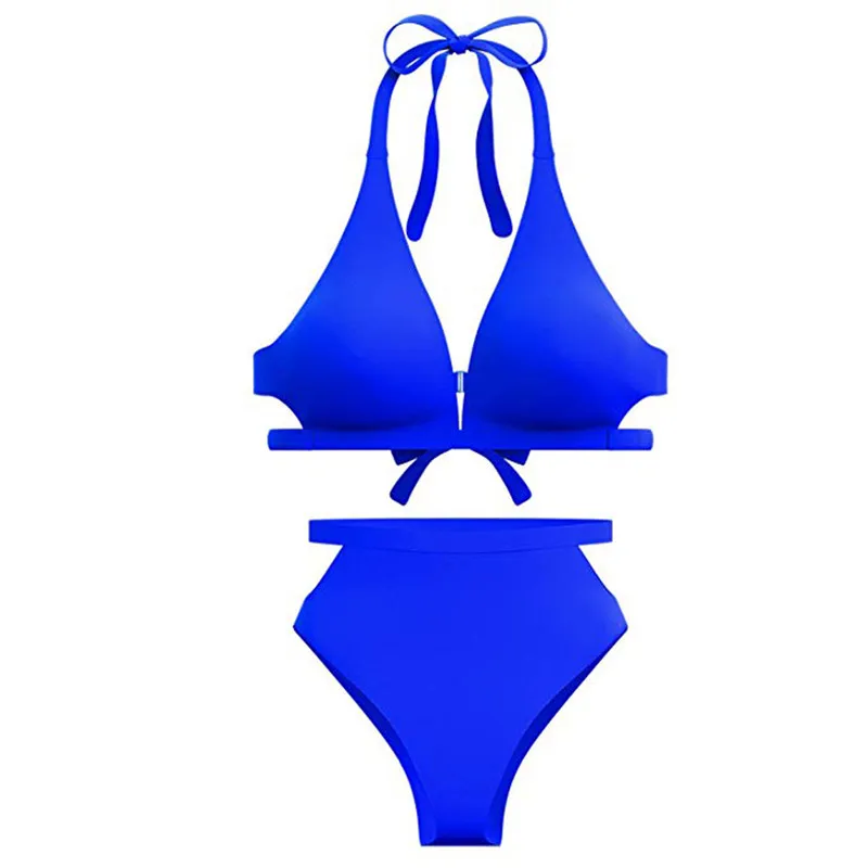Fashion woman swimsuit 2019 sexy Women High Waisted Swimsuits Bikini High Rise Cutout Bottom V Neck Top Bikini push up swimwear 12