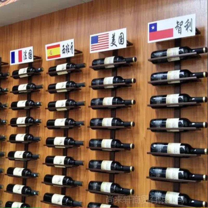 IJzeren muur gemonteerde wijnhouder Europese stijl gekanteld rechte wijnrek rode wijn champagne fles display stand rack organizer nieuw