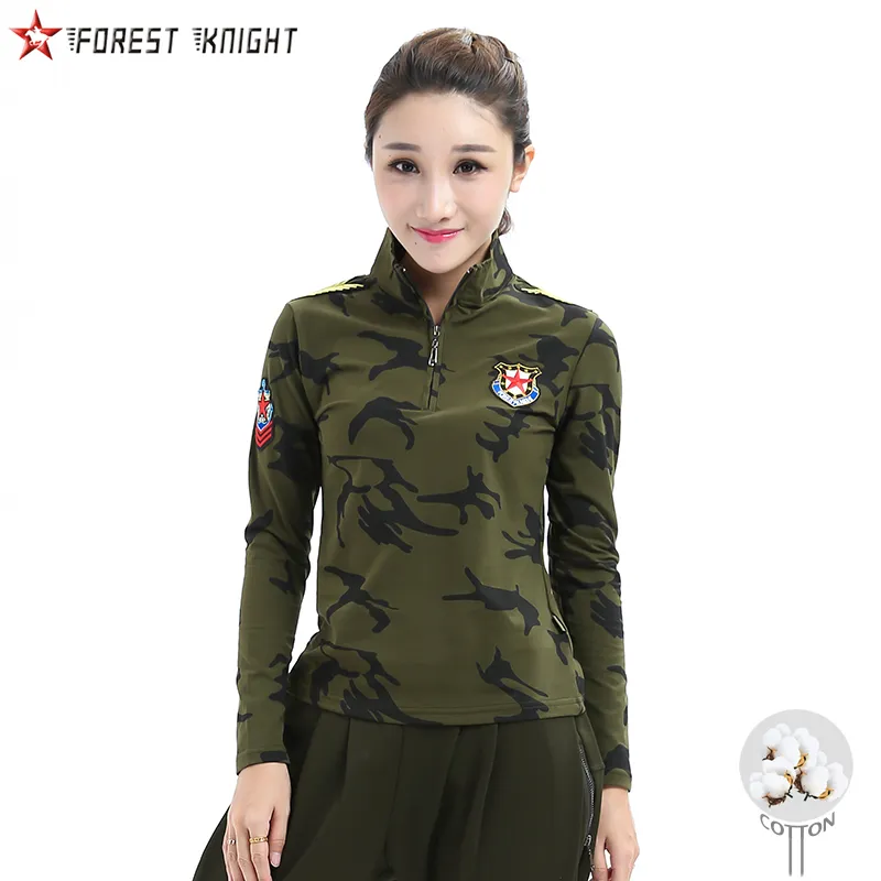 T-Shirt der Frauen-T-Shirt-Armee grün Camo T-shirt Frauen-langarm Baumwolle lässig im Freien Camping Trekking Camouflage Tops weibliche T-Shirts 2265