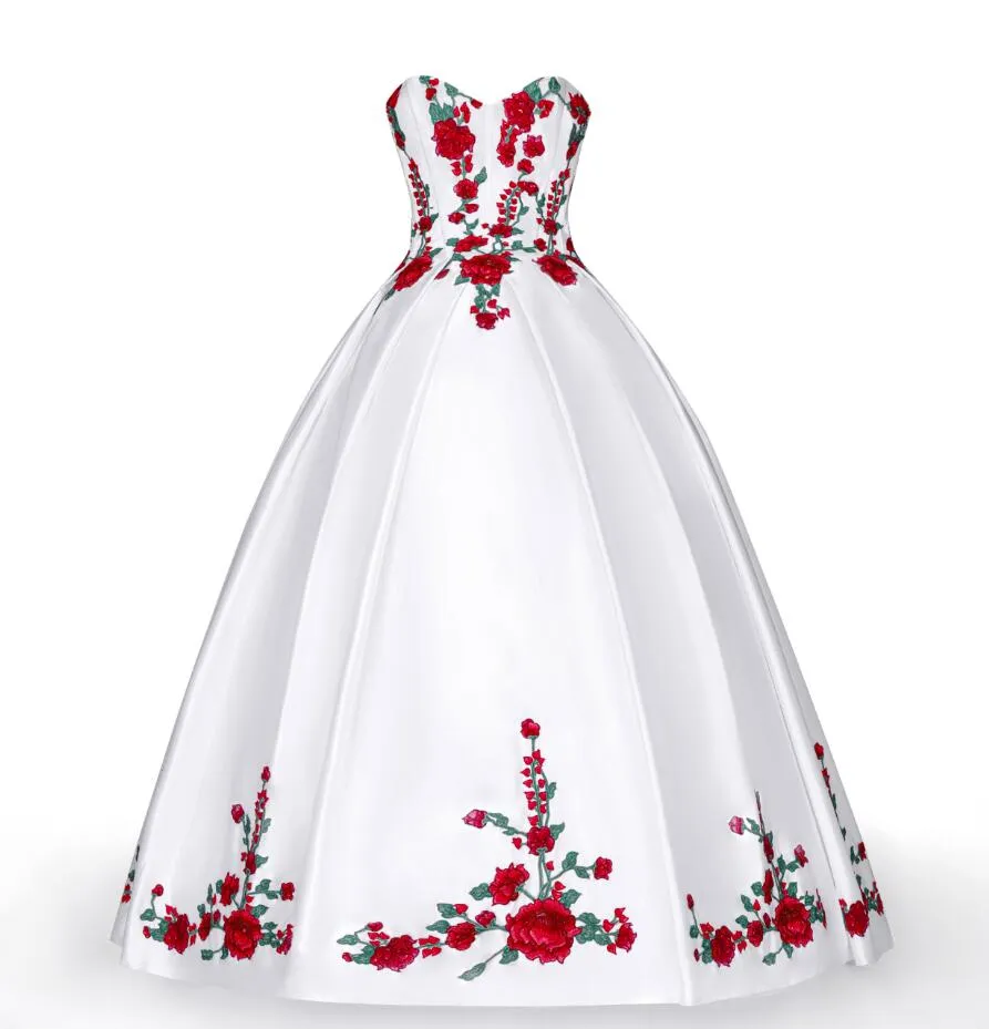 Vestido blanco con rojo clearance