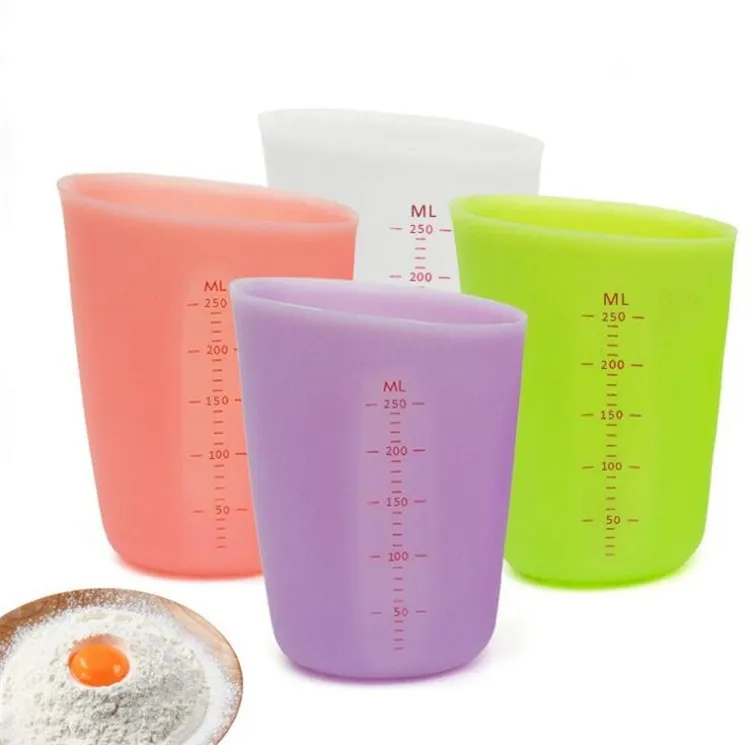 Misurino per alimenti da 250 ml Misurino in silicone semipermeabile a doppia scala Bicchiere graduato Cottura Cottura Strumento di misurazione della cucina