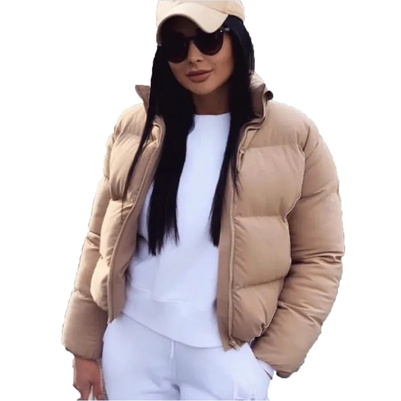 Kobiety Zima Krótkie Parkas Fashion Down Bawełniana Kurtka Czarny Solid Standard Collar Bubble Coat 2019 Jesień Kobiet Puffer Kurtki