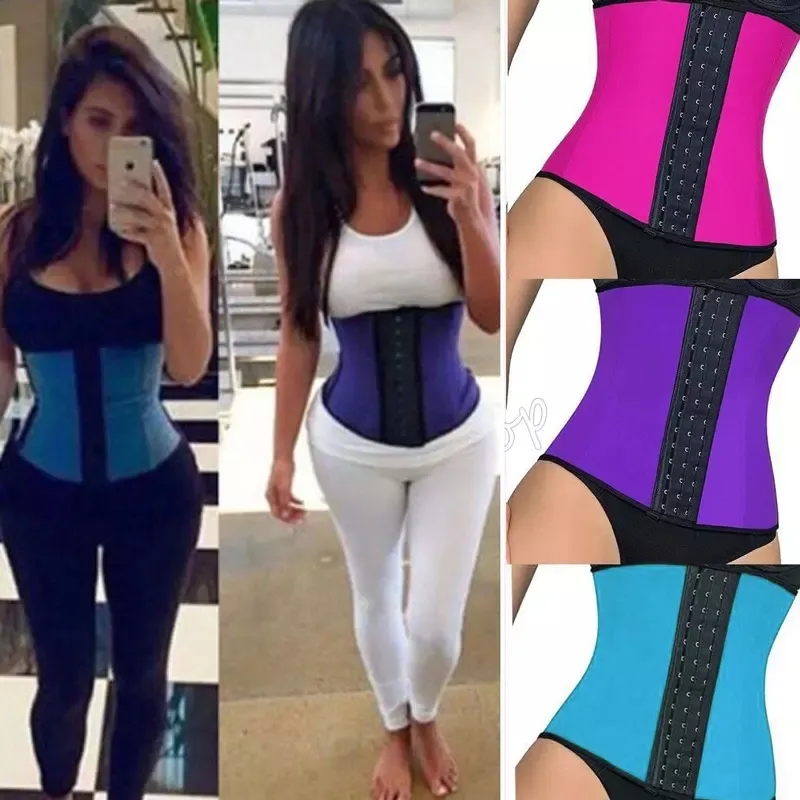 Black Body Shapers Waist Trainer Women Slim Fitness Waist Cincher Corset Belt Shaperwear Plus Size Black Purple Blue Rose Red