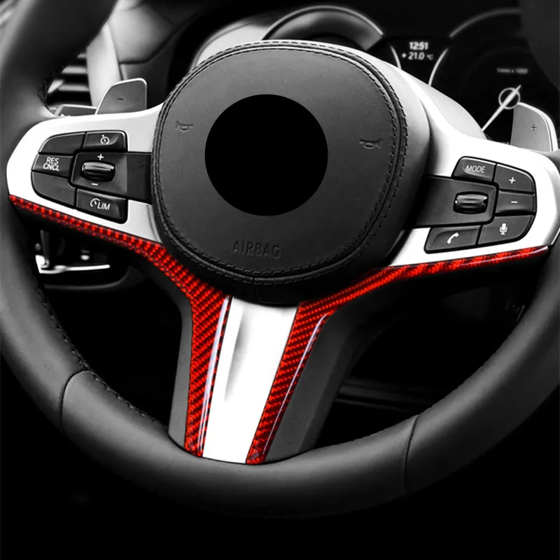 Carbon Fiber Steering Wheel Decoration Frame Stickers Trim For BMW G30 G38 G01 G02 5 Series X3