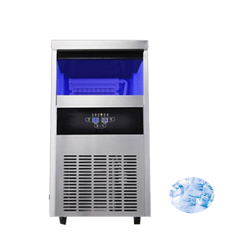 Qihang_top Máquina de hielo comercial Máquina de hielo en cubos eléctrica Fabricación de hielo cuadrada refrigerada por aire para tienda de café/té con leche Almacenamiento de 28 kg