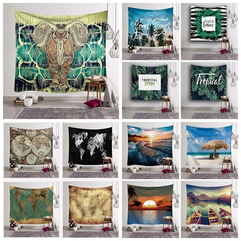100 styles 150 * 130 cm tapisserie bohème mandala tenture murale éléphant serviette de plage châle tapis de yoga tapisserie en polyester décor à la maison CCA11523 30 pcs
