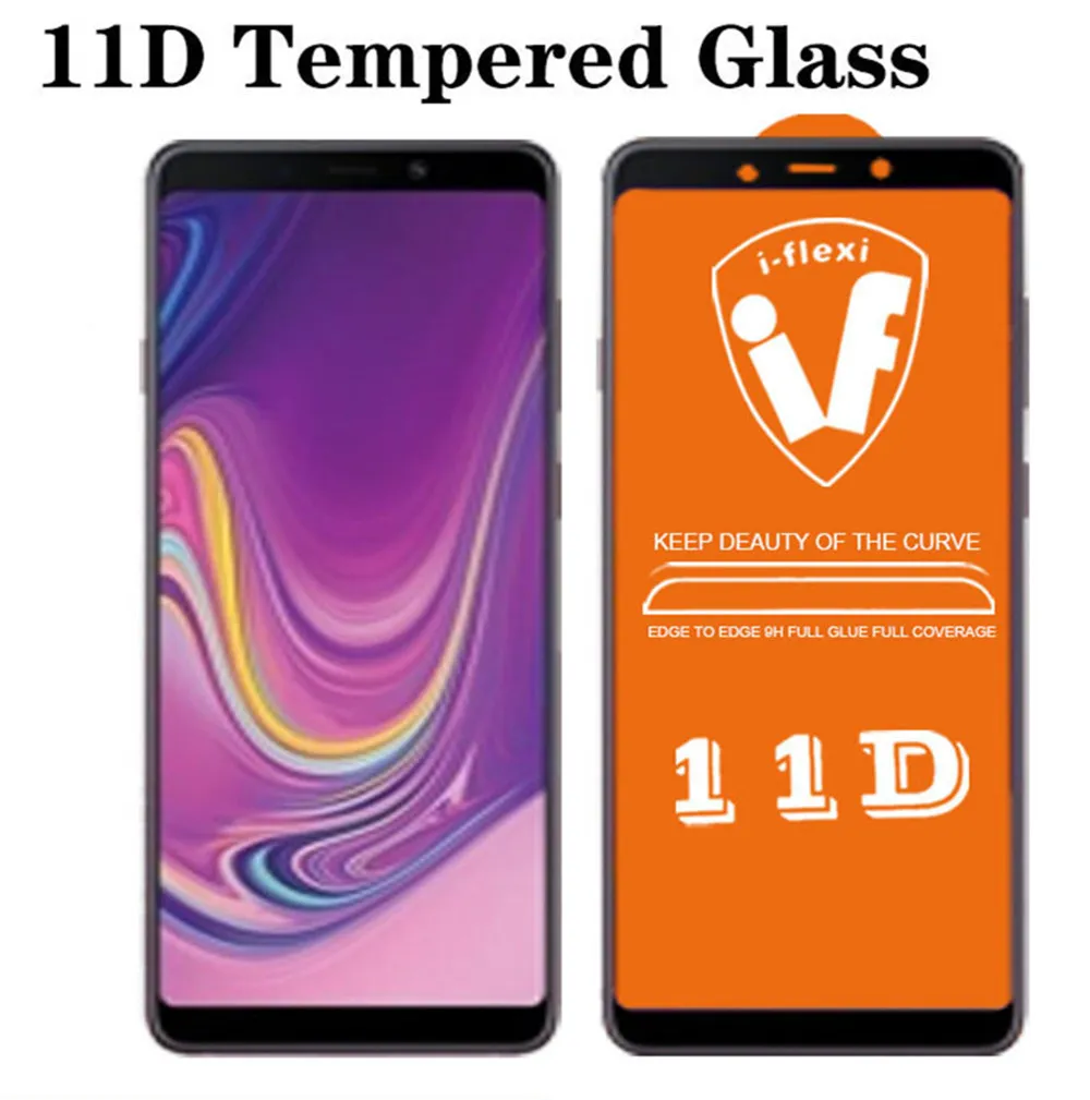 11D Full Cover Glue Tempered Glass For Samsung A9 A8 A7 A8 A6 plus J4 J6 J7 2018 J7 Prime J2 Core Screen Protector