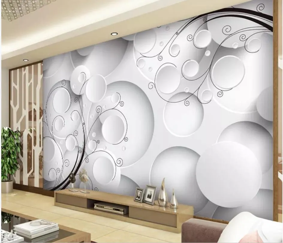 beautiful scenery wallpapers Modern minimalist three-dimensional circle pattern fashion TV background wall