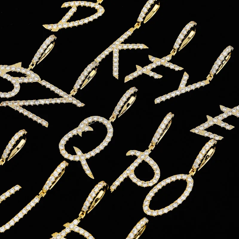 Homens hip hop gelou nomes personalizados letra de pingente de pingente colar colar de zircônia cúbica jóias geladas cheias