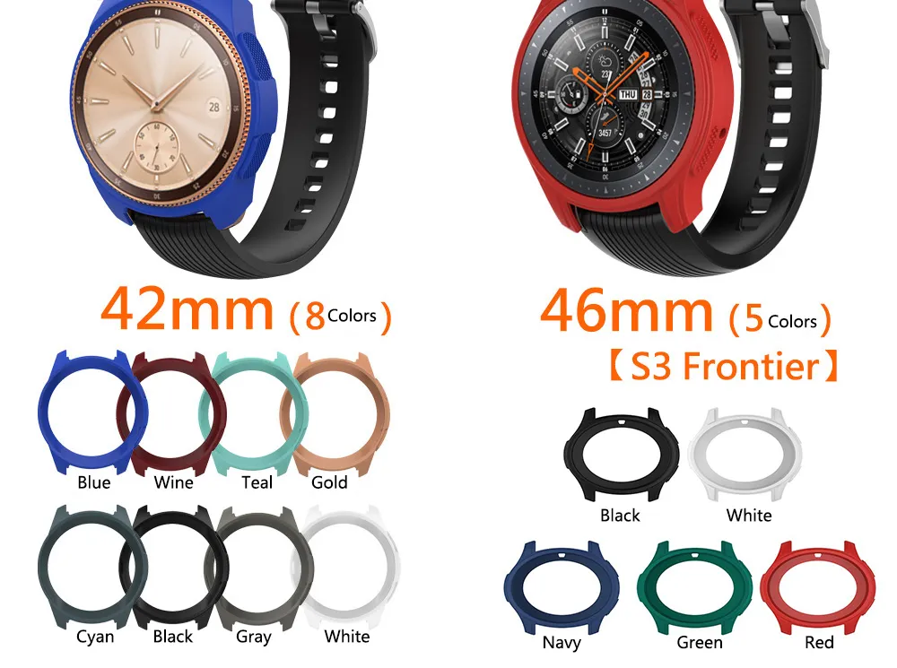 42mm 46mm Silicone Frame Housse de protection Shell pour Samsung Gear S3 Classic S4 Galaxy Watch