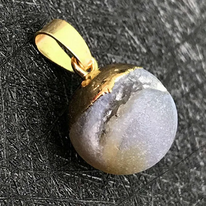 Agate Crystal Sand Bead Stone Pendant Natural Opening Smile For