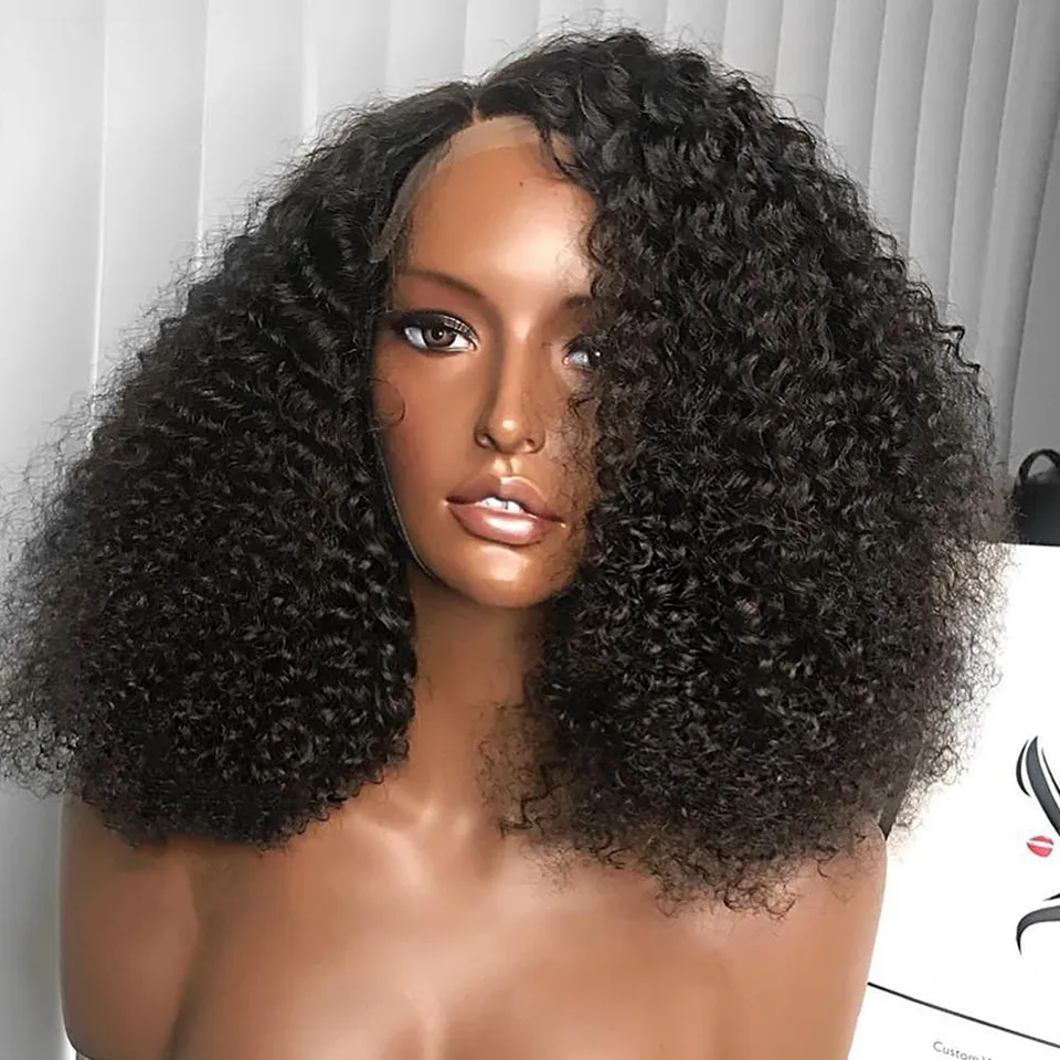 Stirnband-Perücke Aus Echthaar – Kinky Curly, 150% Dichte, Klebefrei, Für Schwarze Frauen