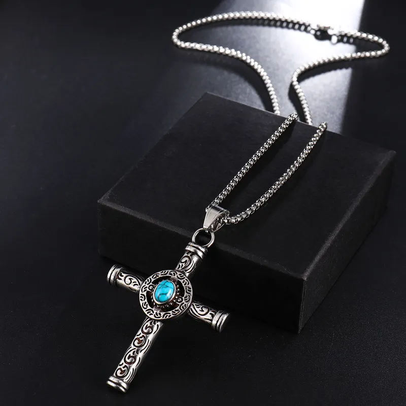 Amazon.com: large turquoise cross necklace, black silver cross pendant, big mens  cross pendant turquoise, Native American jewelry, unique gift for him :  Handmade Products