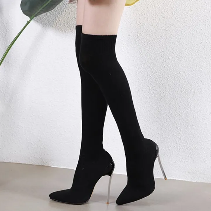 Дизайнер-сексуальный эластичные пригонки по колену высоких сапог дизайнер обуви