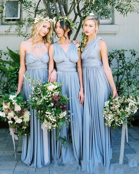 Chic One Shoulder Chiffon Malibu Blue Bridesmaid Dresses With