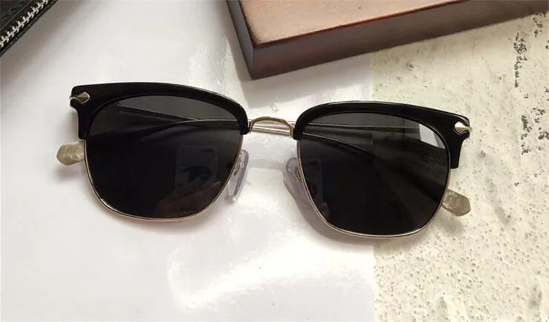 Nouvelles lunettes de soleil pour hommes rétro populaires SLUN style punk designer cadre carré rétro avec revêtement en cuir boîte lentille anti-UV réfléchissante de qualité supérieure