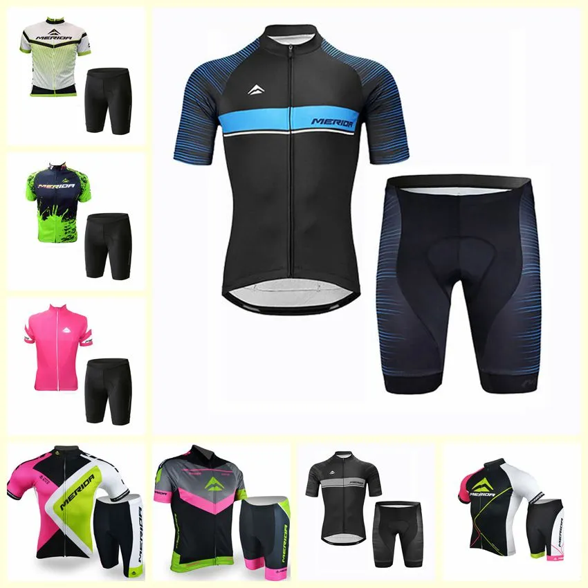 Merida equipe ciclismo mangas curtas jersey bib shorts conjuntos homem mtb bicicleta roupas lycra alta qualidade rápida roupa seca u72228